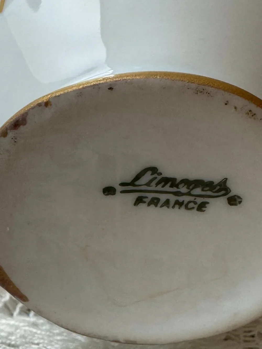 Vintage Limoges France Hand Painted 4” Porcelain Floral Ewer Pitcher Gold Gilt
